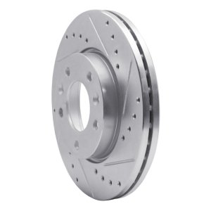 Kia Sedona Brake Rotor (1) - Front Right - R1 Concepts - Drilled & Slotted - Silver - 2002